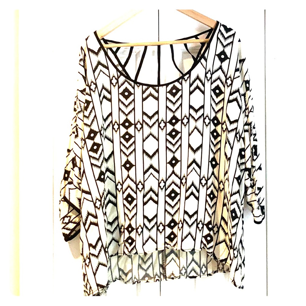 Super Cute Printed Open Back Blouse!